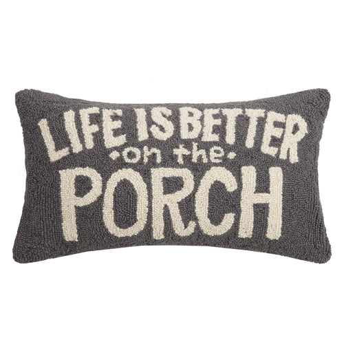 Life Is Better On The Porch Hook Throw Pillow