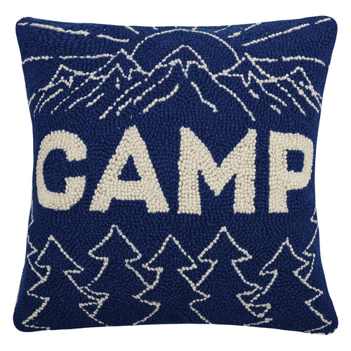 Blue Camp Hook Throw Pillow