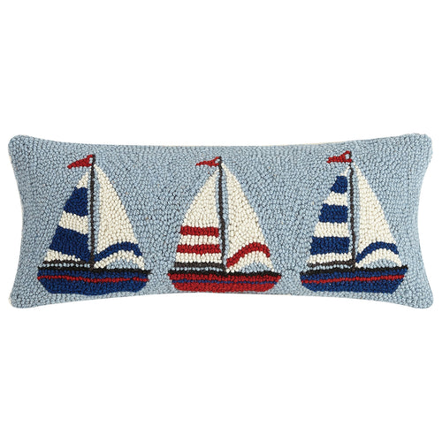 Sailboat Trio Hook Throw Pillow
