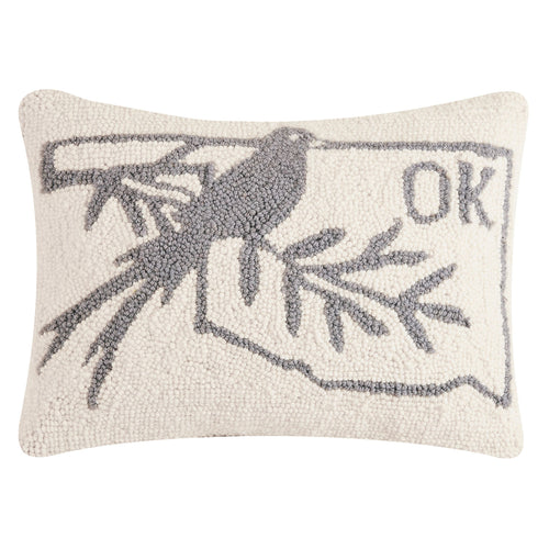 Oklahoma Gray Bird Hook Throw Pillow