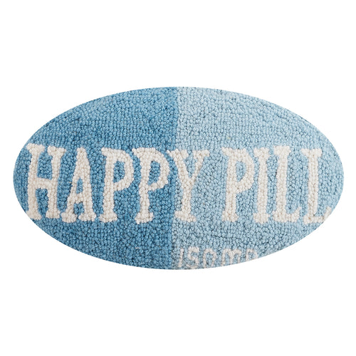 Happy Pill Blue Hook Throw Pillow