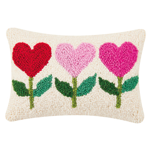 Heart Flowers Hook Throw Pillow