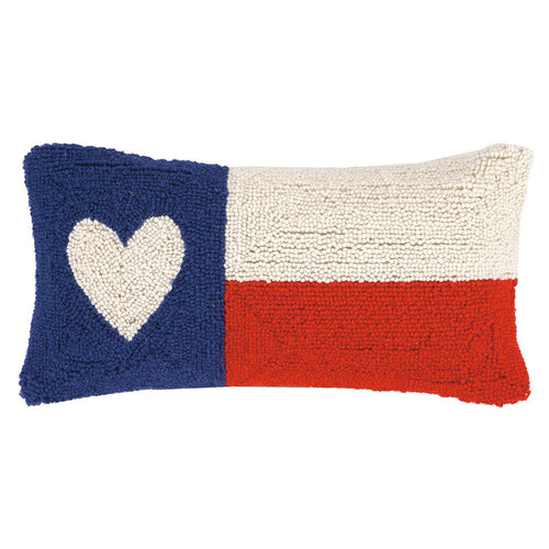 Texas Heart Flag Hook Throw Pillow