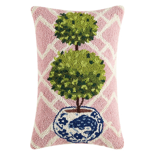 Ball Topiary with Pink Hook Throw Pillow