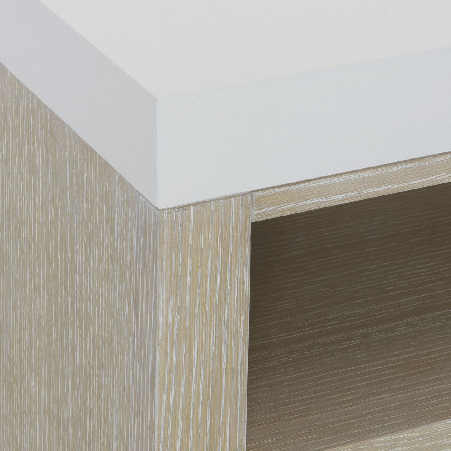 Bernhardt Solaria Entertainment Credenza with 3 Drawers in Fossil finish, detail of the surface