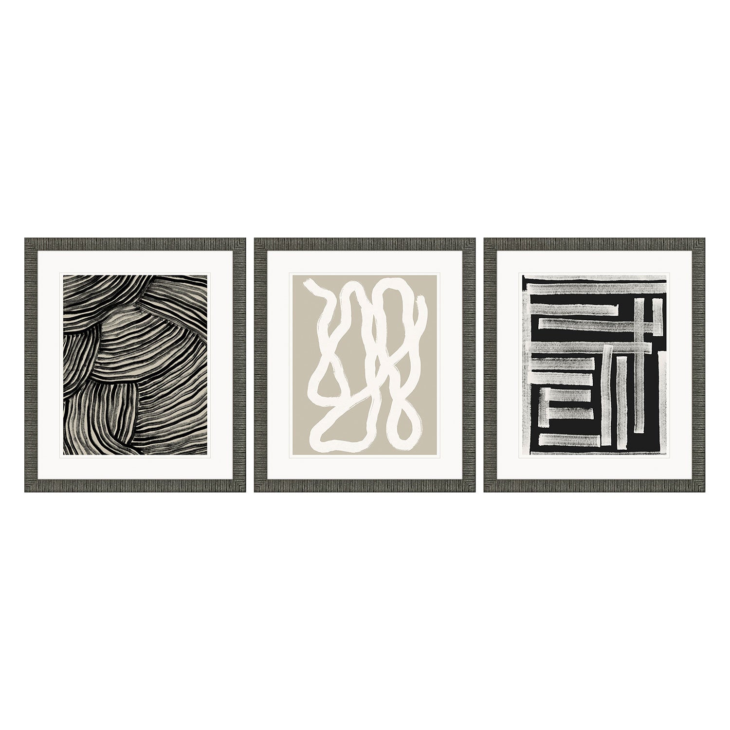 Gunnarsdottir Naive Lines IV Giclee Framed Art Set of 3