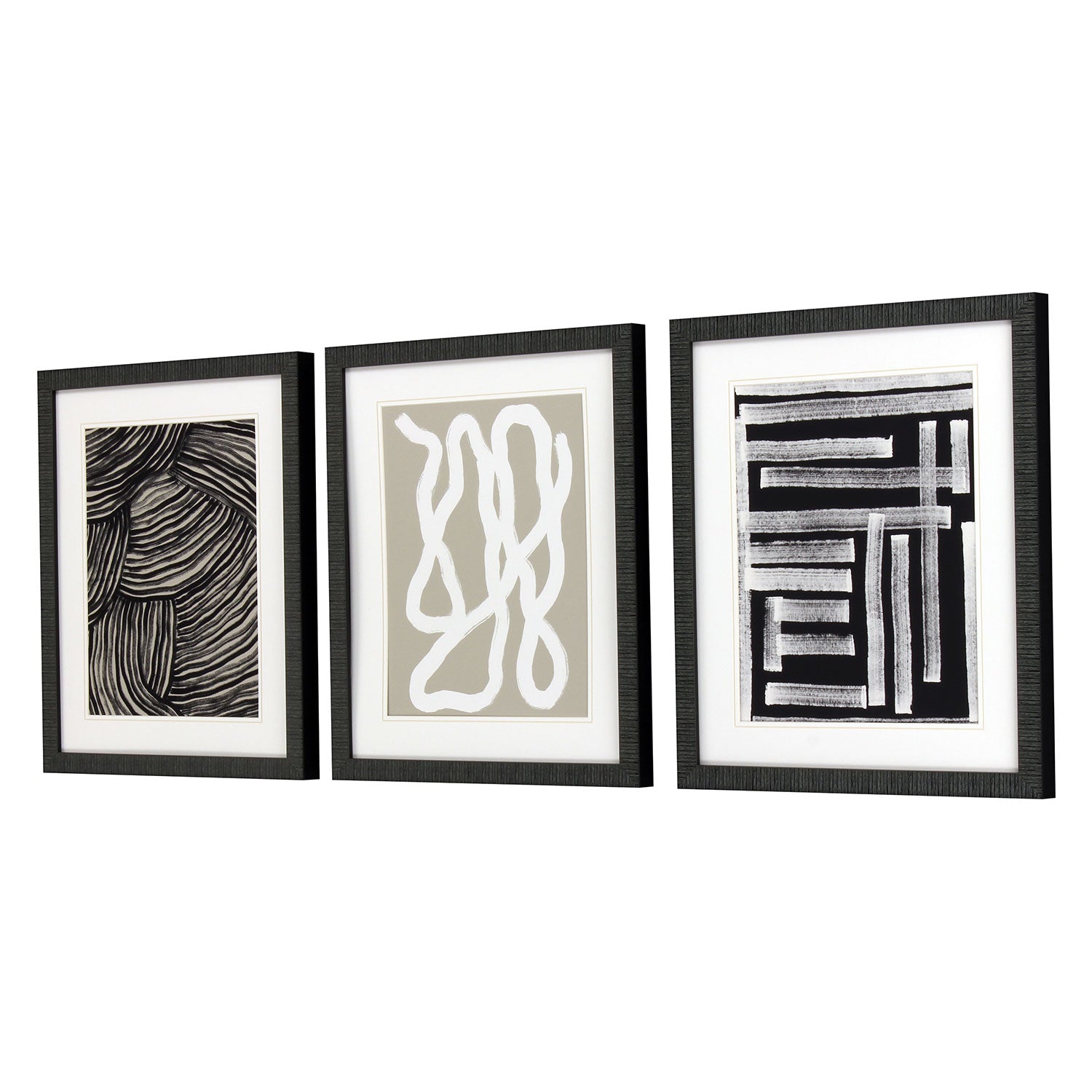 Gunnarsdottir Naive Lines IV Giclee Framed Art Set of 3