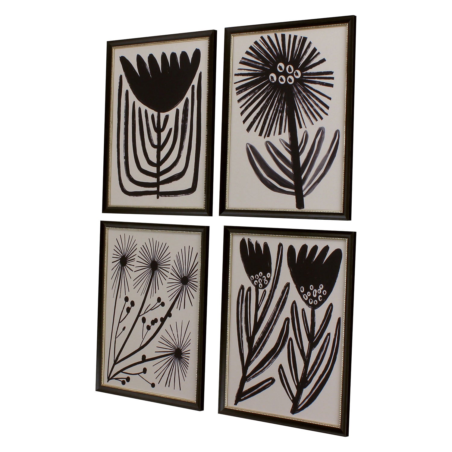 Watts Simple Florals Giclee Framed Art Set of 4