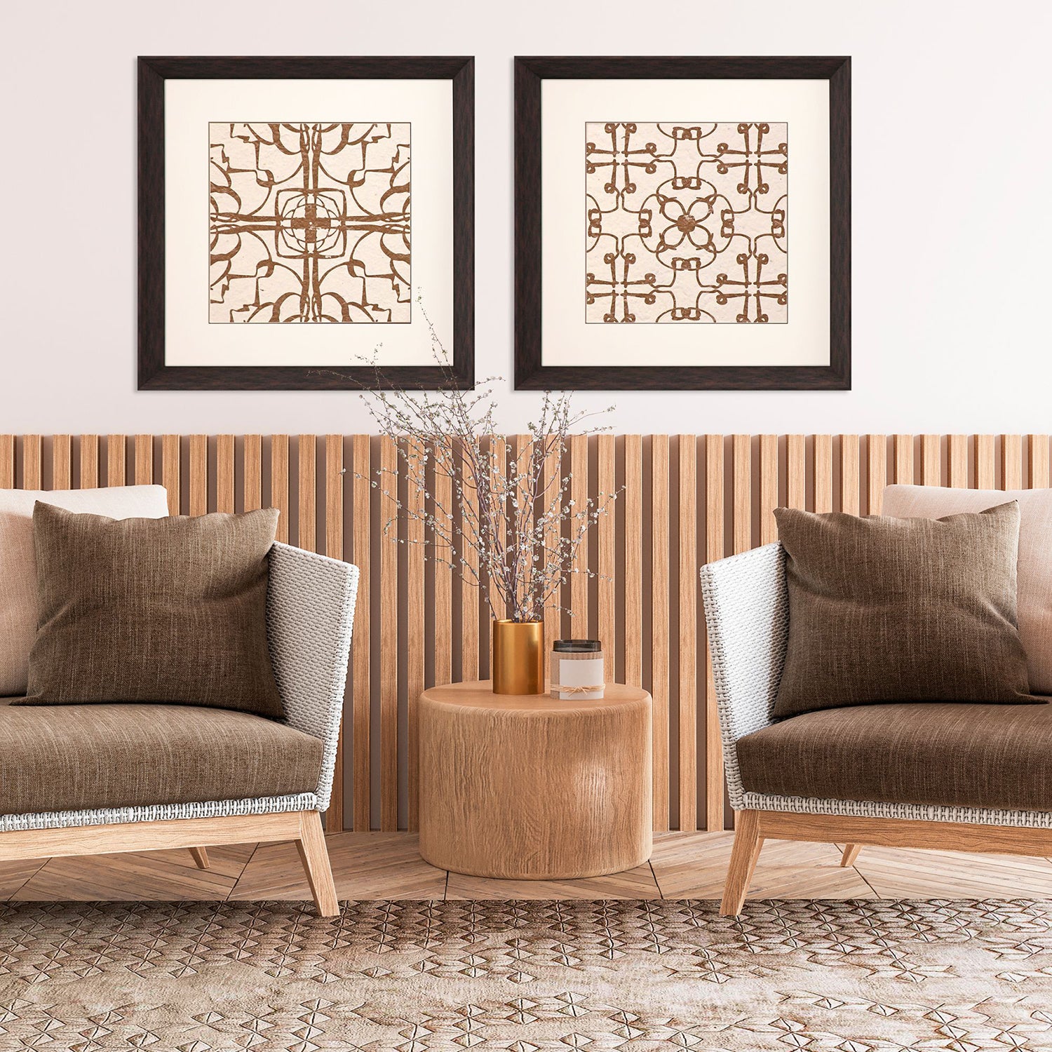 Saunders Motif On Cream II Framed Art Set of 2