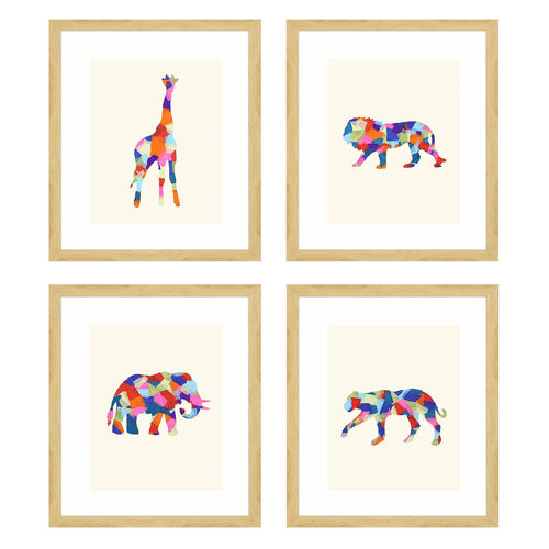 Inspire Studio Mosaic Animals Framed Art Set of 2