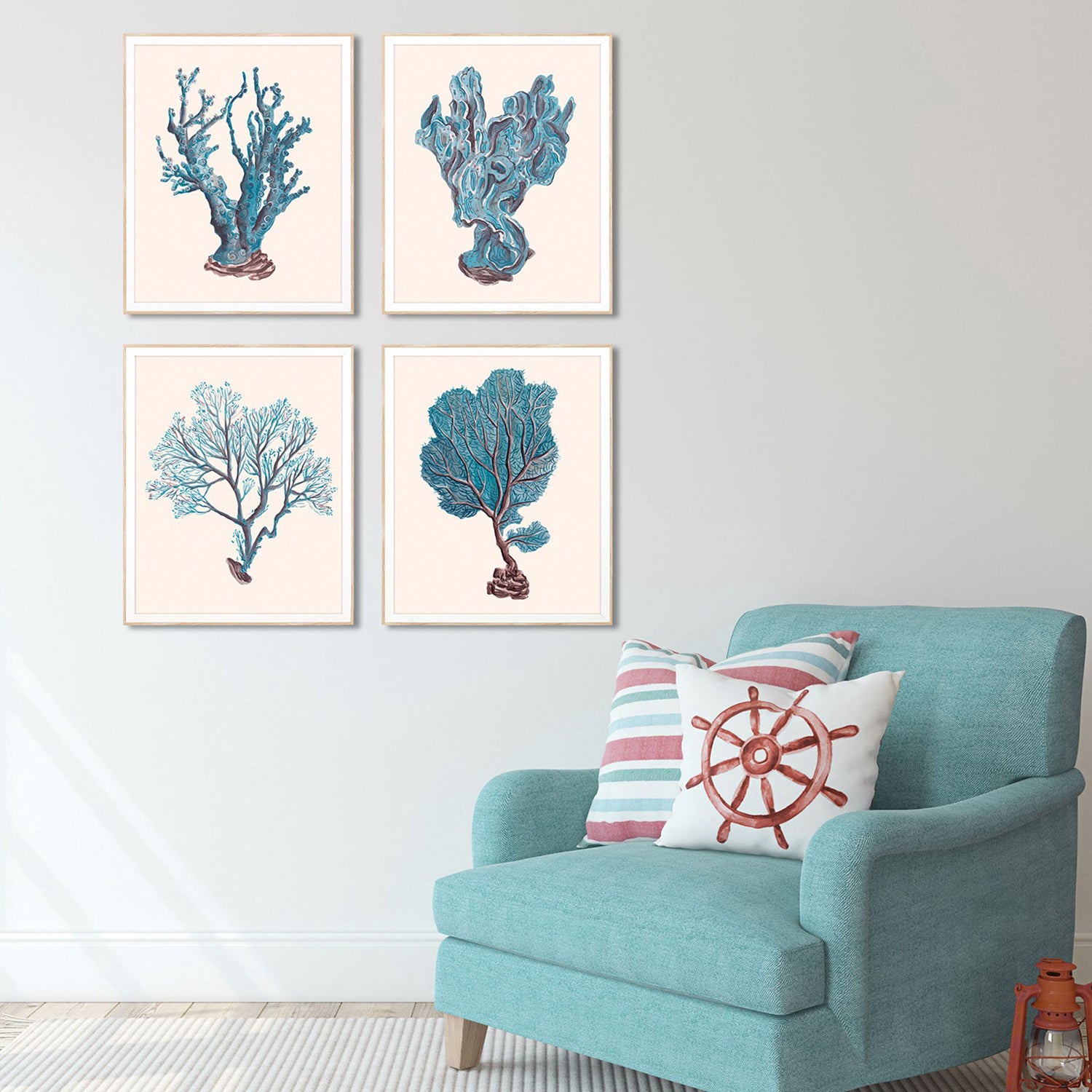 Wang Indigo Reef Framed Art Set of 4