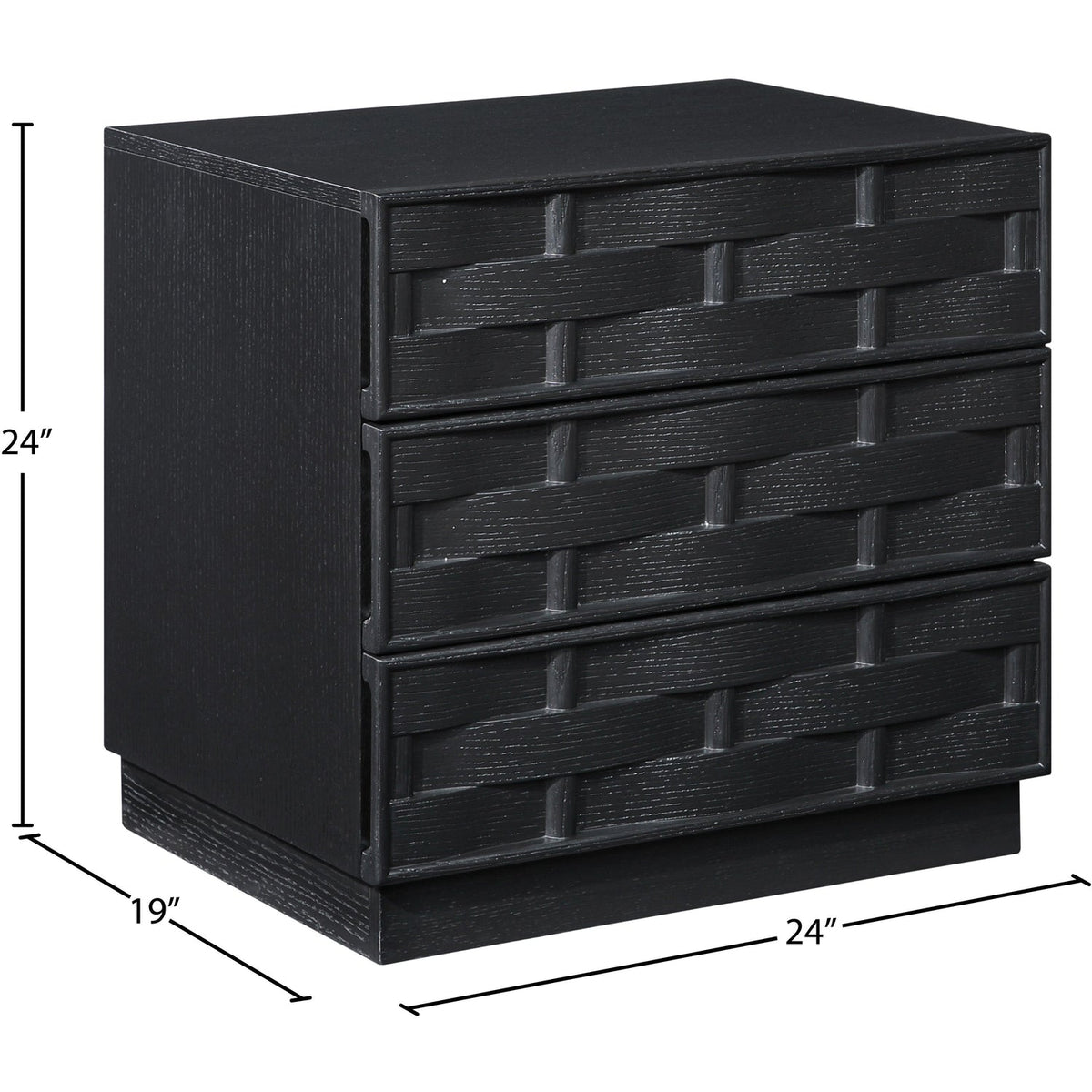 Weave 24in Black Oak Veneer Nightstand Set of 2