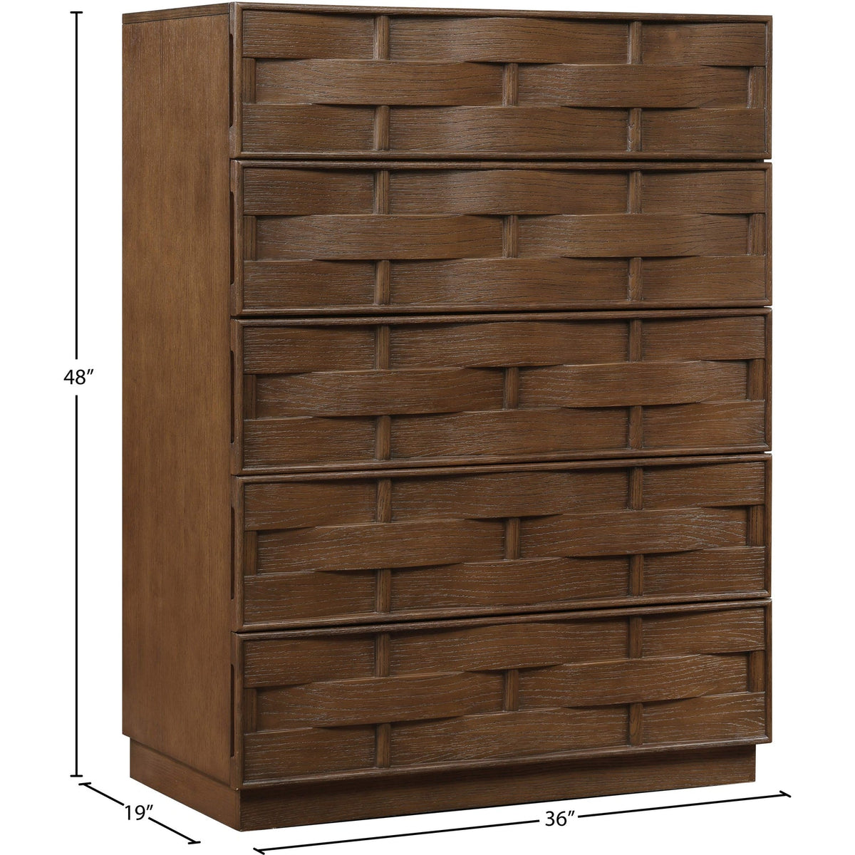Weave Brown Oak Veneer Chest
