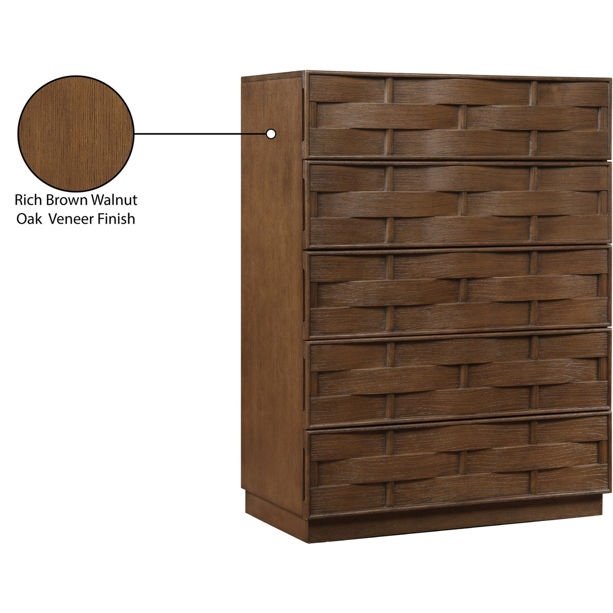 Weave Brown Oak Veneer Chest