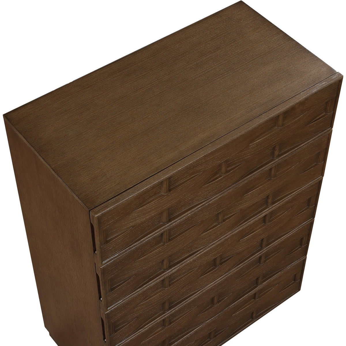 Weave Brown Oak Veneer Chest