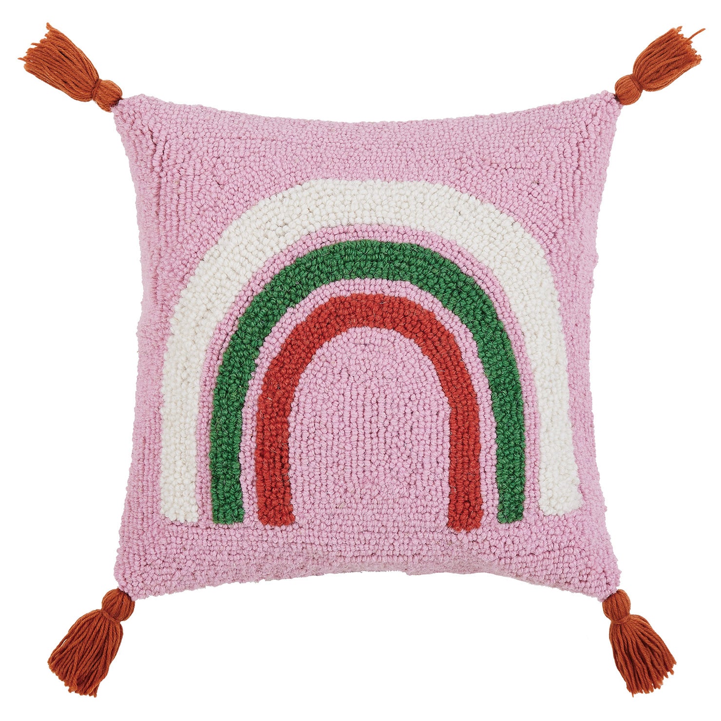 Ampersand Holiday Rainbow with Tassels Hook Throw Pillow