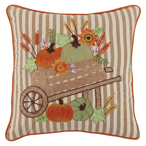 Harvest Pumpkins Embroidered Throw Pillow