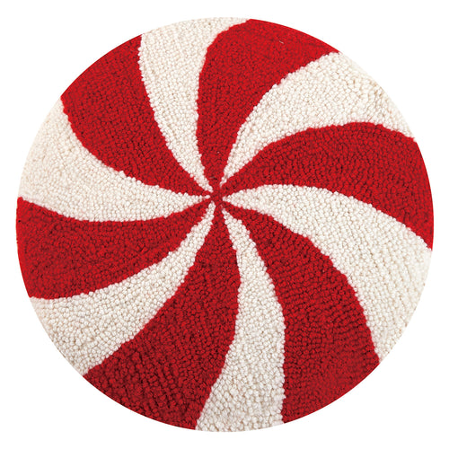 Candy Cane Round Hook Throw Pillow