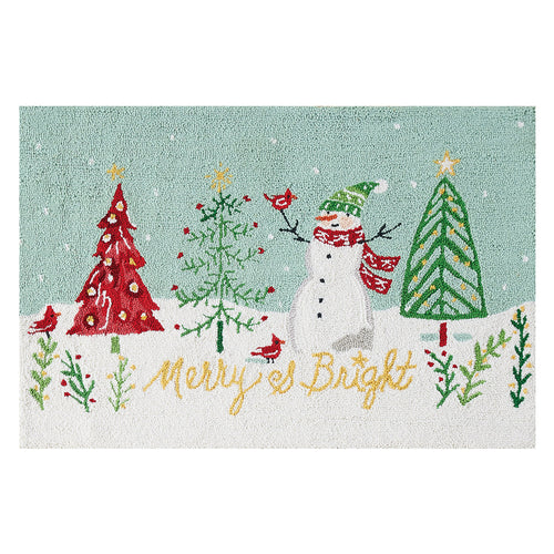 Merry and Bright Snowman Hook Rug