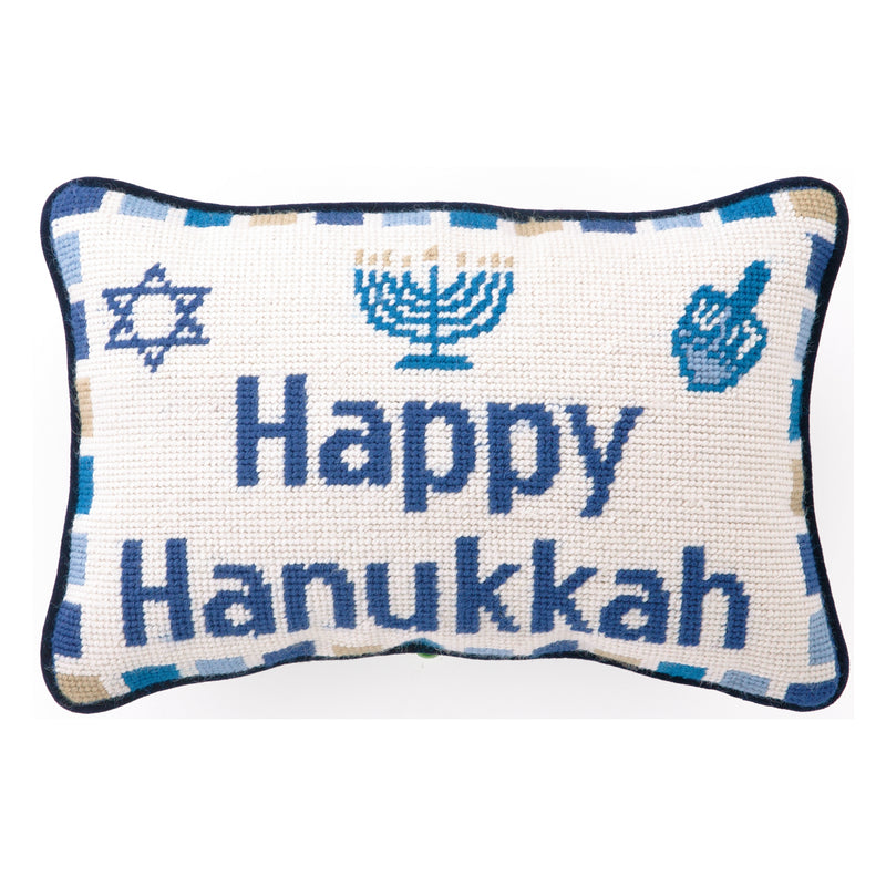 Happy Hanukkah Needlepoint Throw Pillow