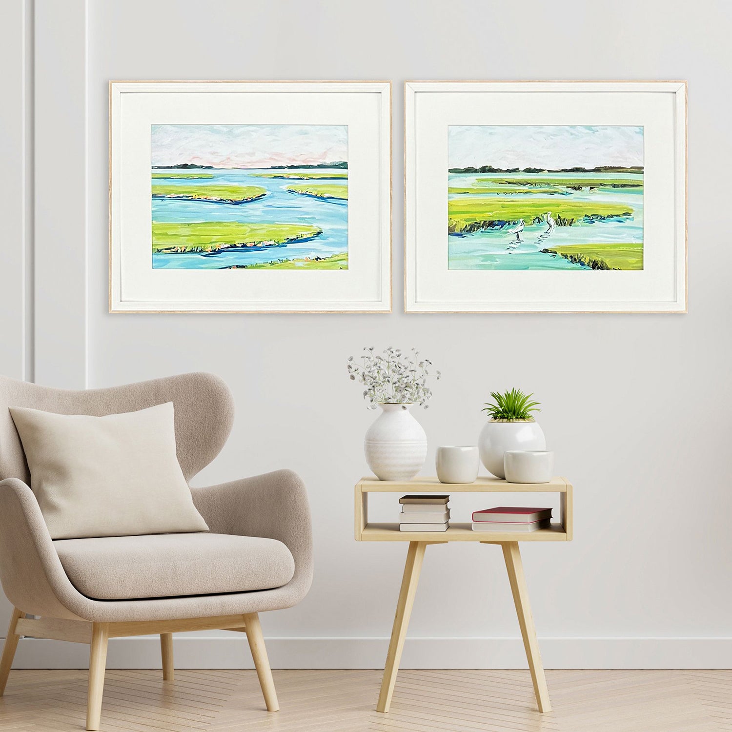 Devine Dusky Marsh Framed Artwork Set of 2