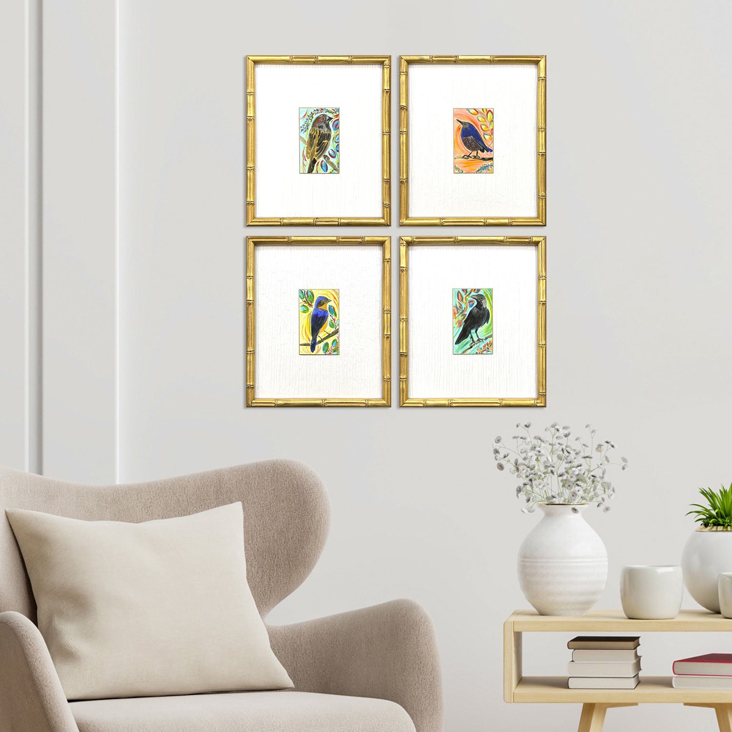 Adamson Ray Sassy Birds Framed Artwork Set of 4