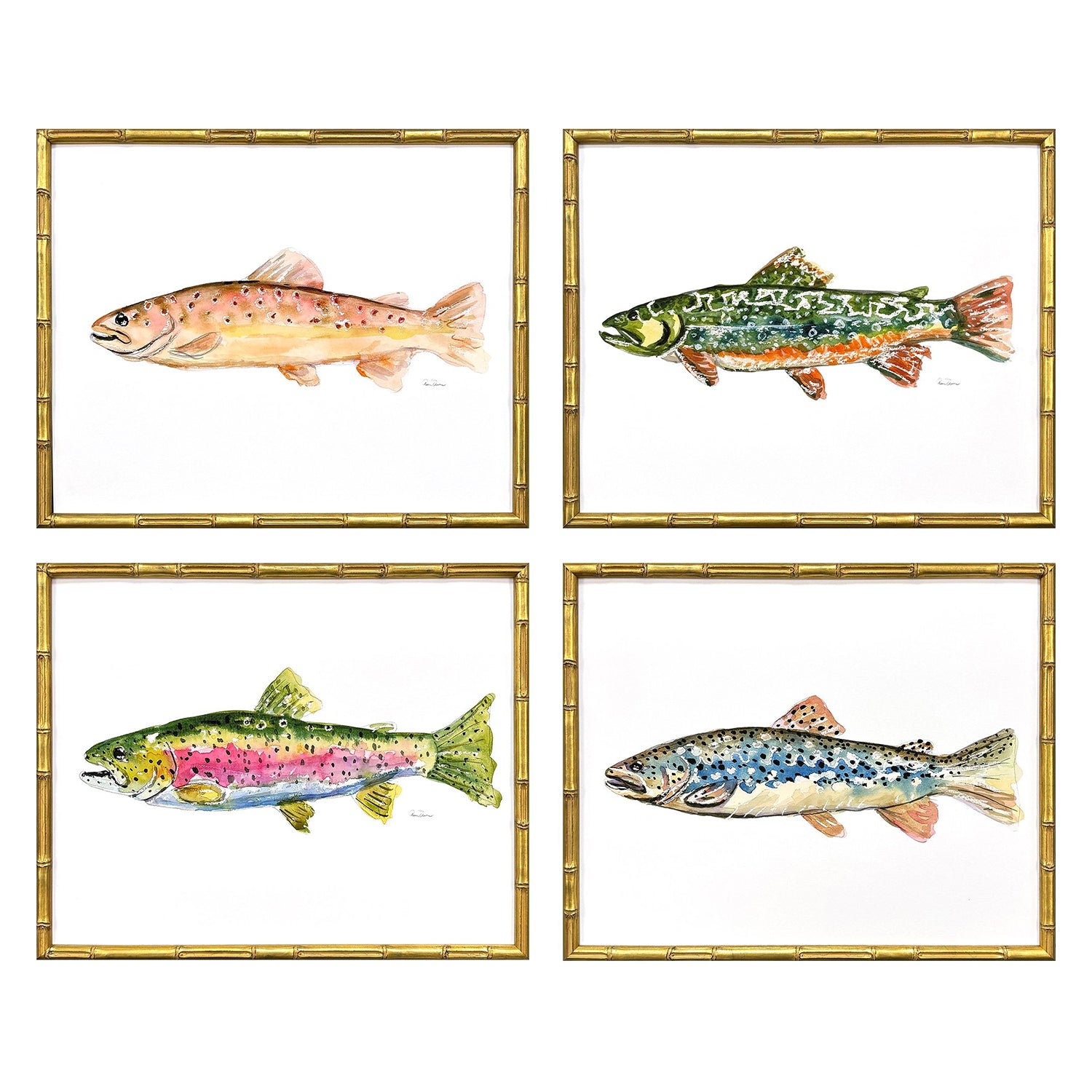 Owens Colorful Trout Framed Artwork Set of 4