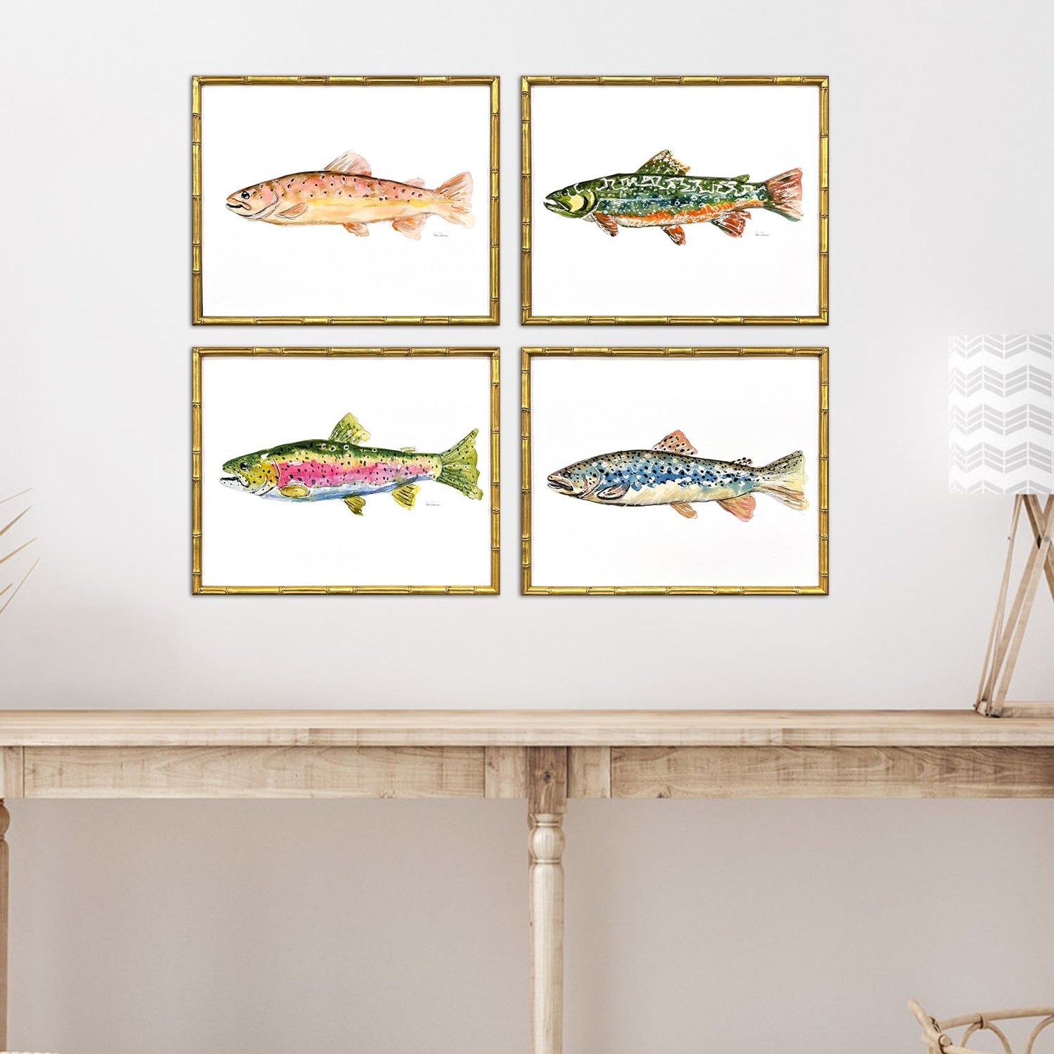Owens Colorful Trout Framed Artwork Set of 4