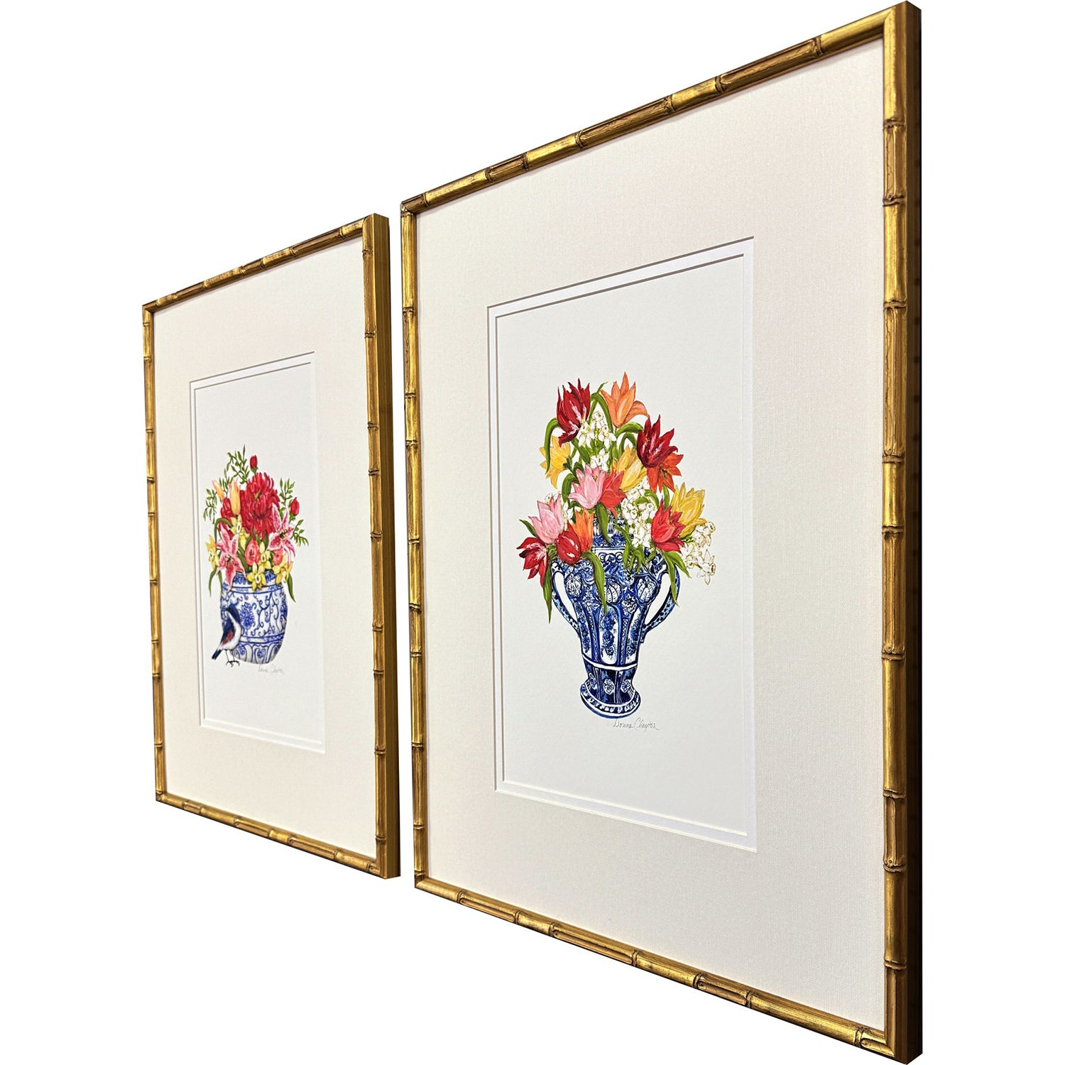 Clayton Blue and White I Framed Artwork Set of 2