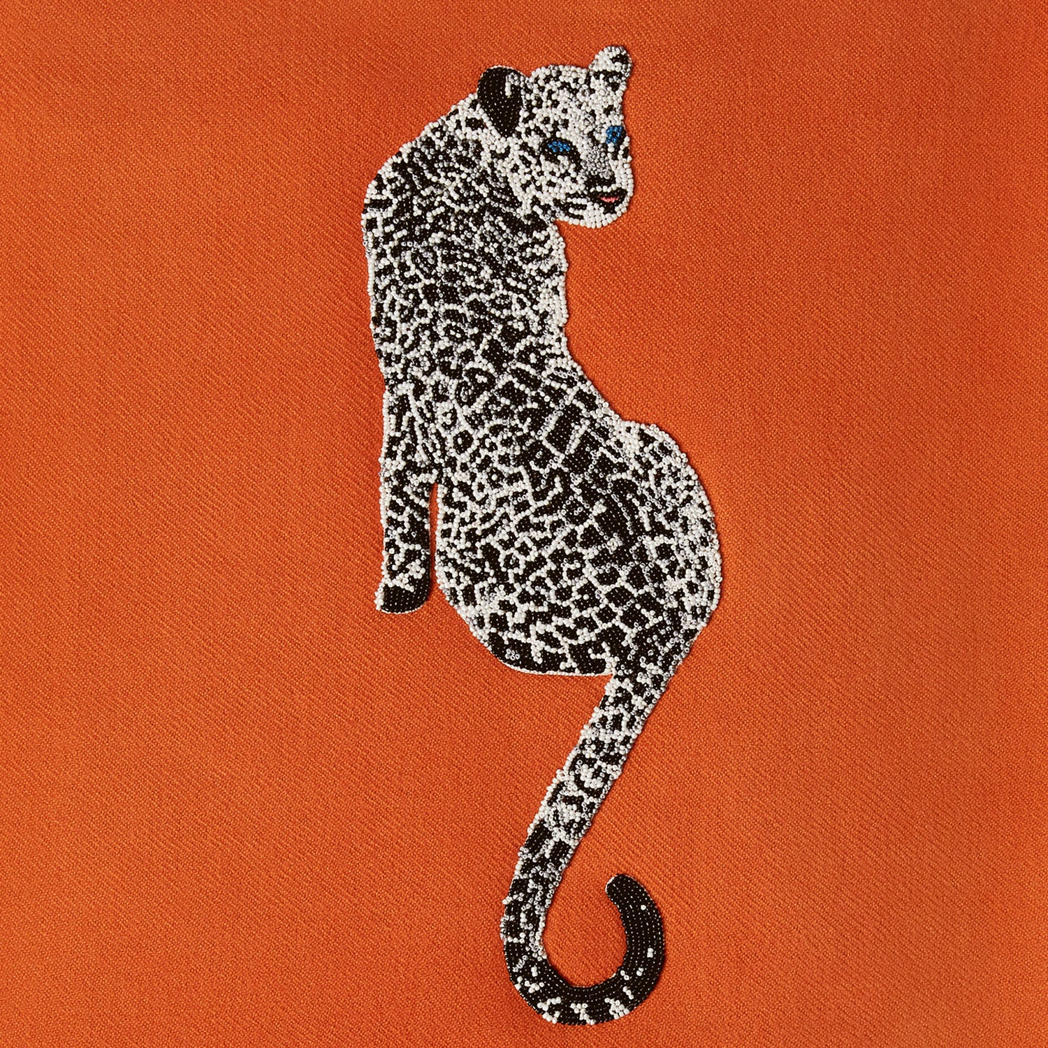 Jonathan Adler Close-up of the beaded embroidery, Leopard Embellished Throw Blanket