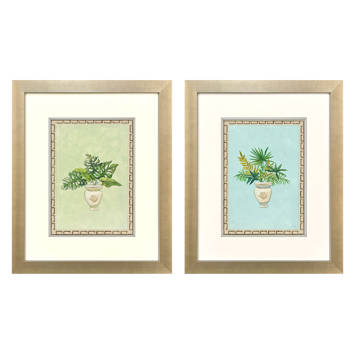 PopJoy Studio Grecian Vase Palm II Framed Artwork Set of 2