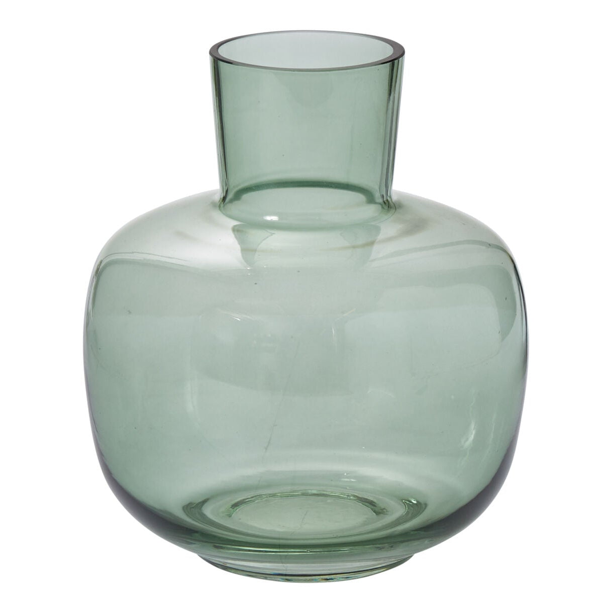 Hana Vase styled view, green glass flower vase