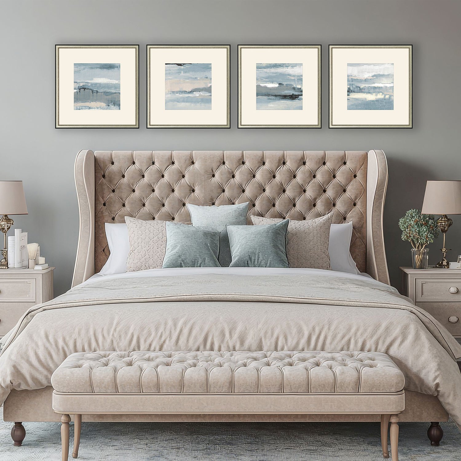 Loreth Splendid Blues Framed Artwork Set of 4