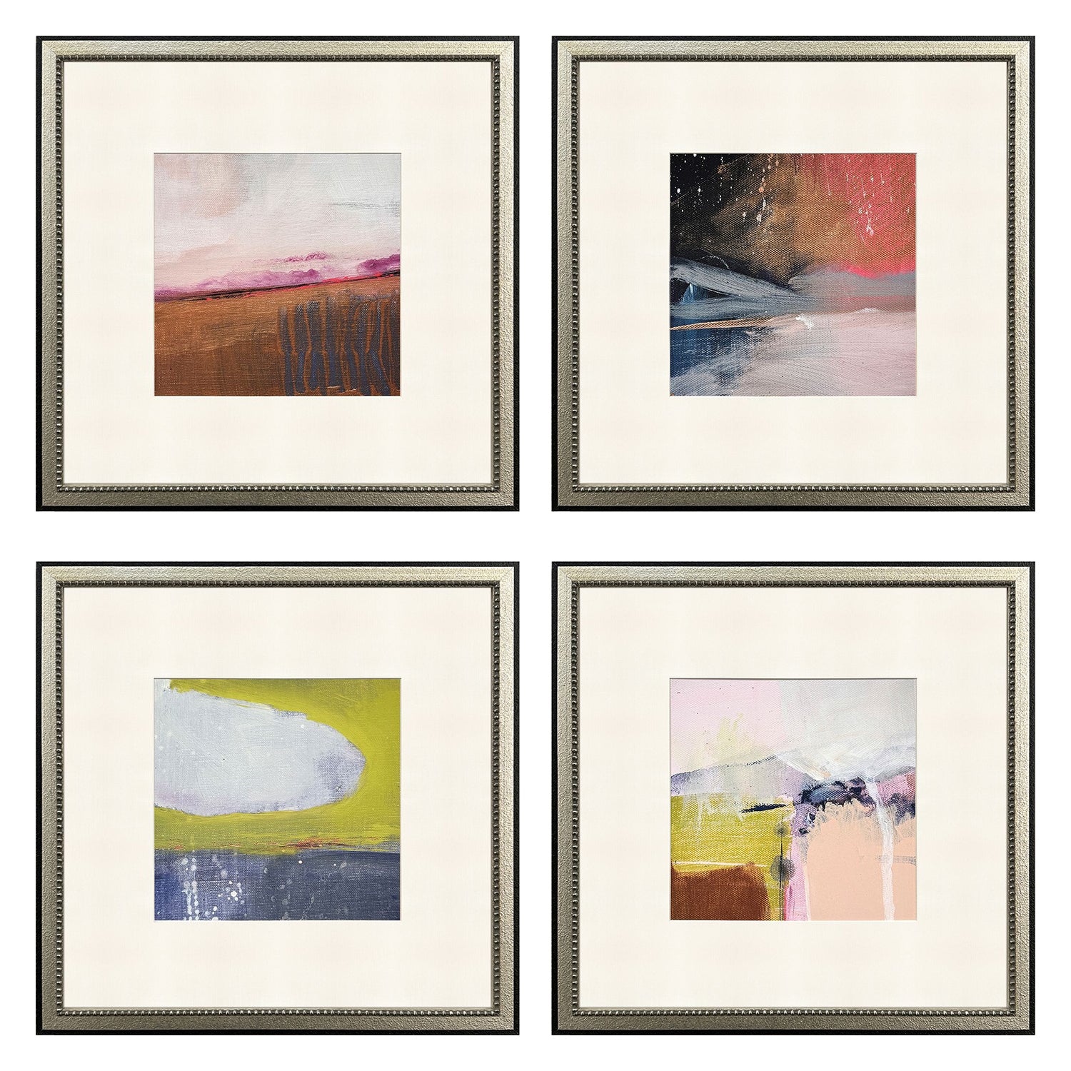 Kvesic Composition in Copper Framed Artwork Set of 4