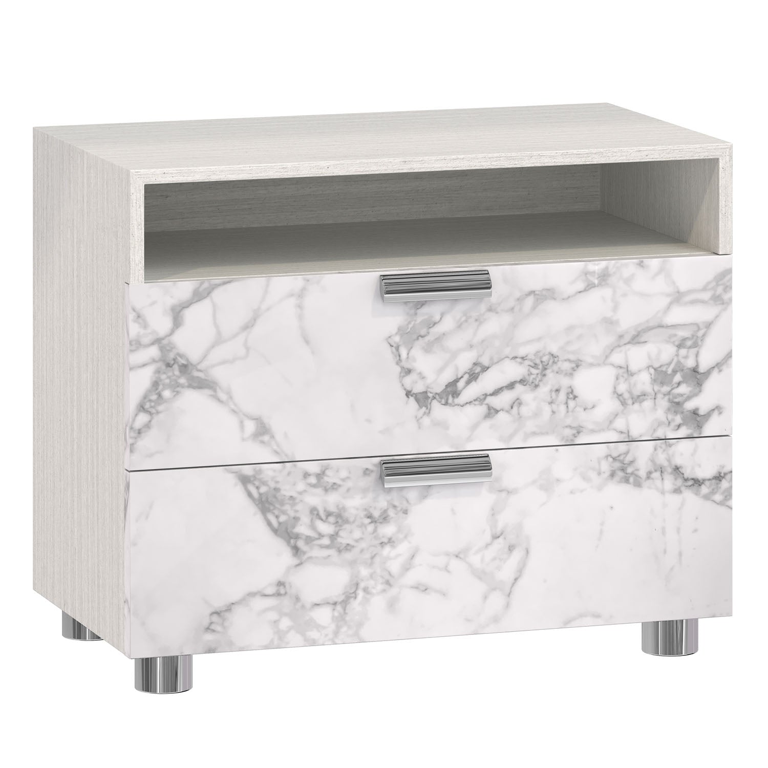 Bernhardt Stratum Nightstand with 2 Arabescato Drawers