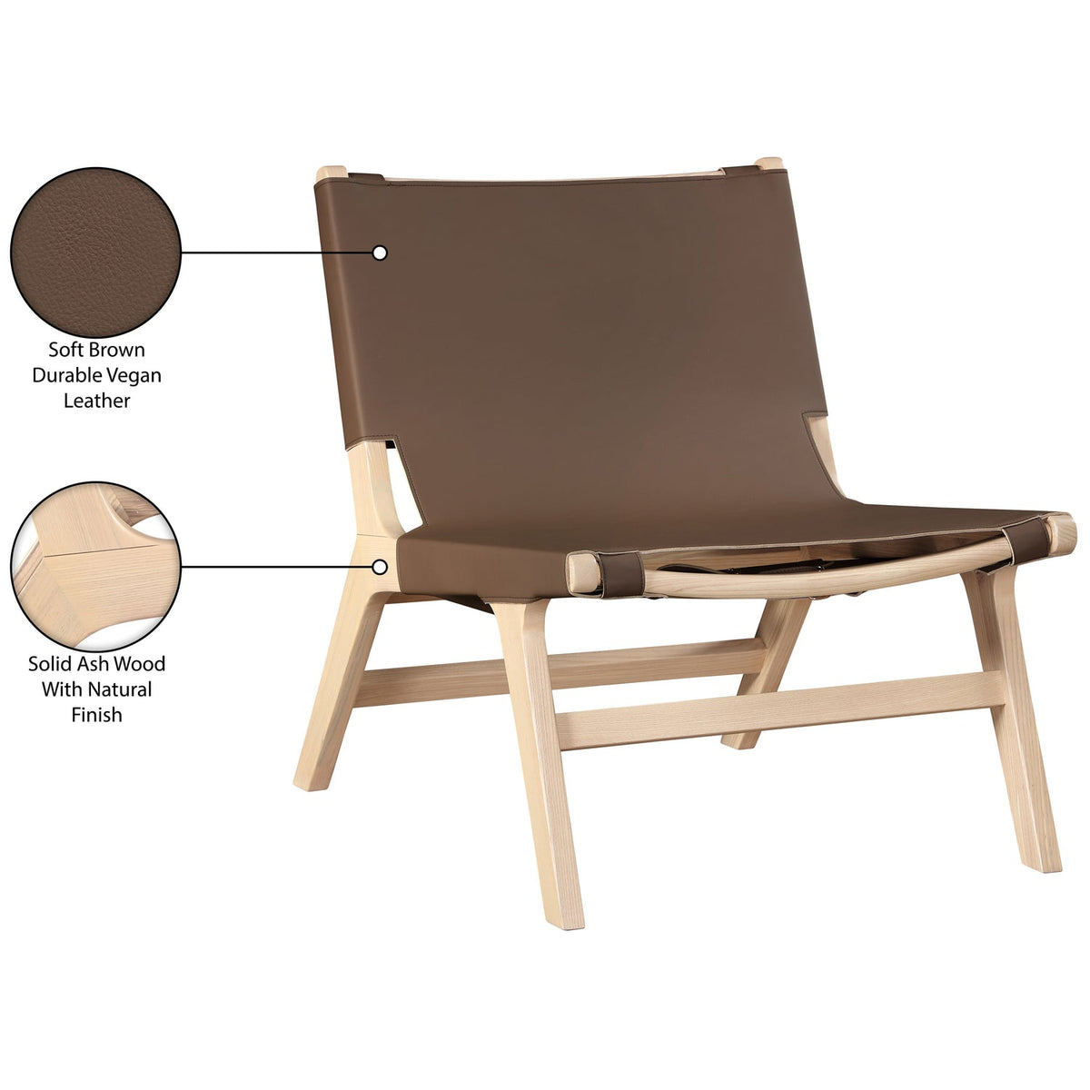 Rawlins Brown Vegan Leather Upholstered Accent Chair