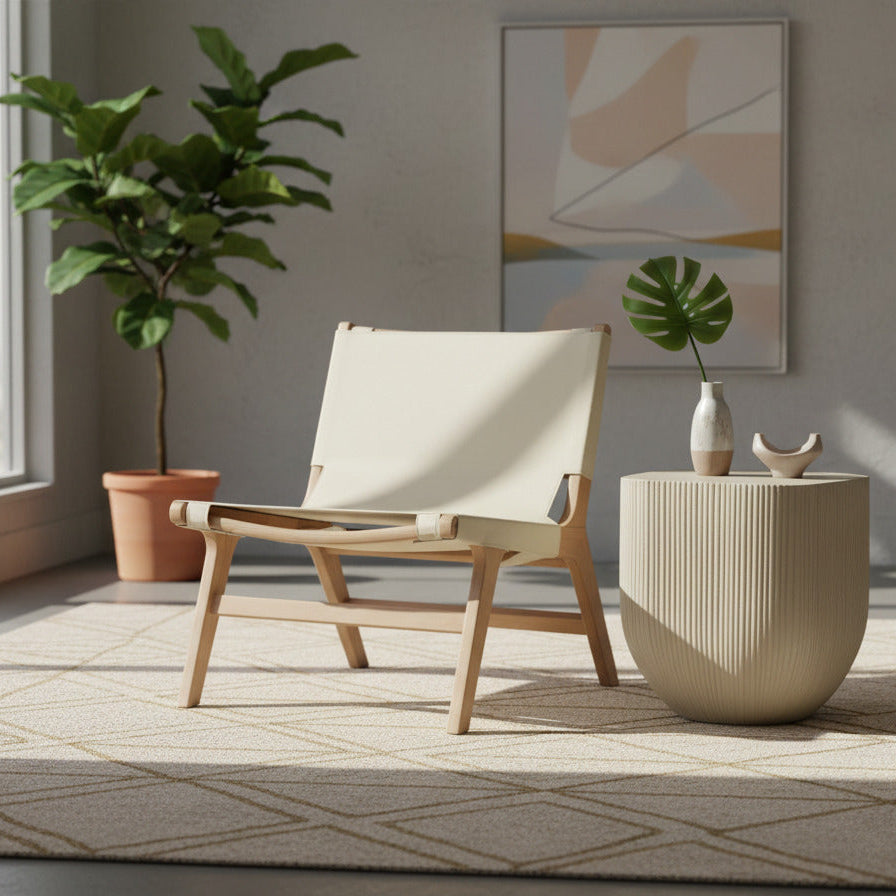 Rawlins Cream Vegan Leather Upholstered Accent Chair