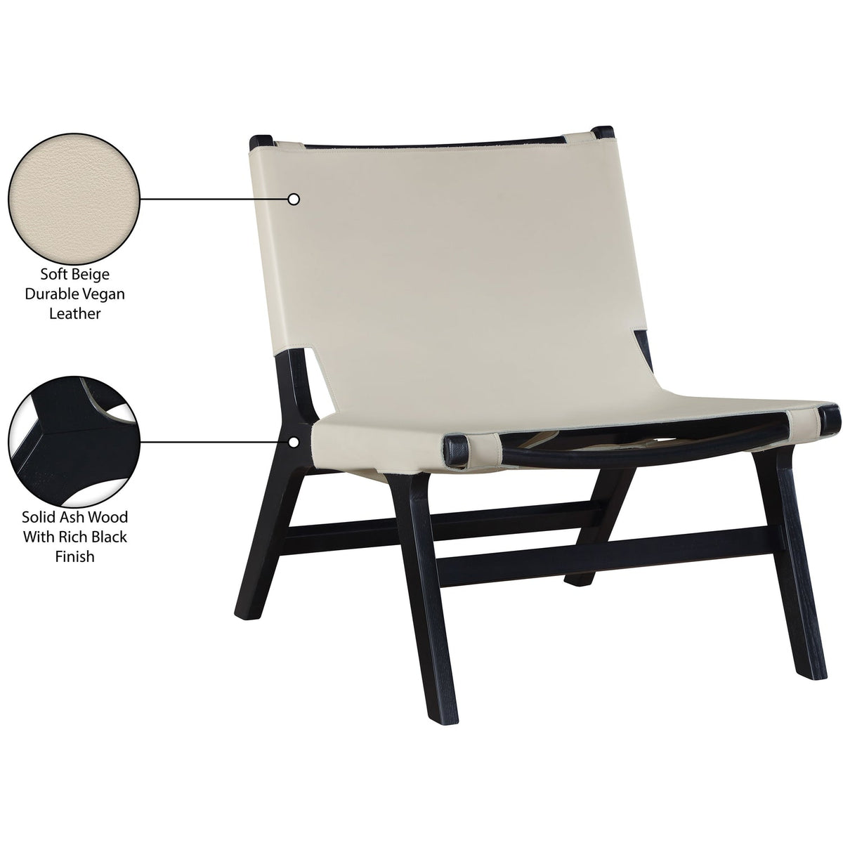 Rawlins Beige Vegan Leather Upholstered Accent Chair