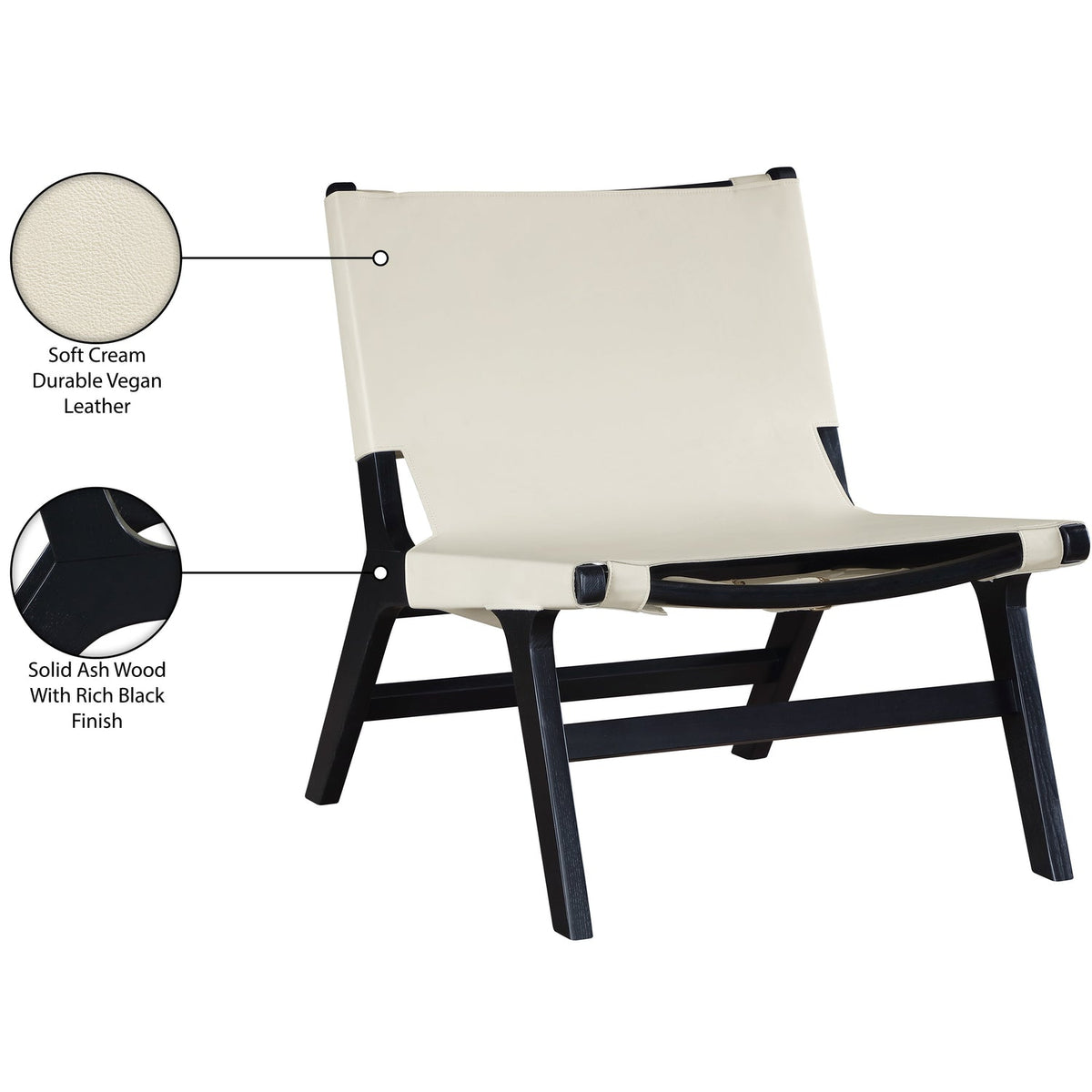 Rawlins Cream Vegan Leather Upholstered Accent Chair