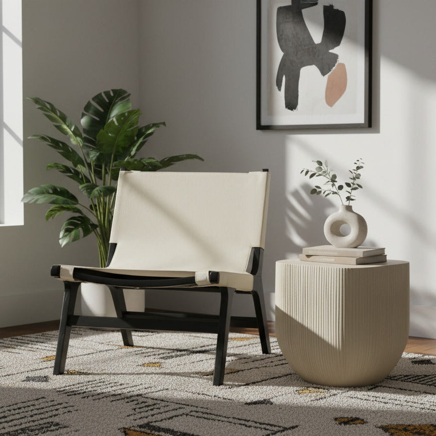 Rawlins Cream Vegan Leather Upholstered Accent Chair