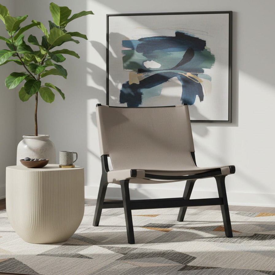 Rawlins Taupe Vegan Leather Upholstered Accent Chair