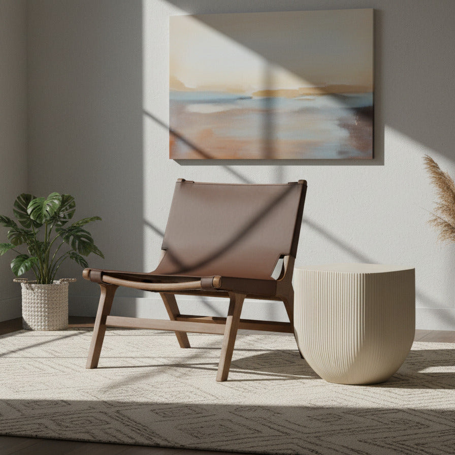 Rawlins Brown Vegan Leather Upholstered Accent Chair