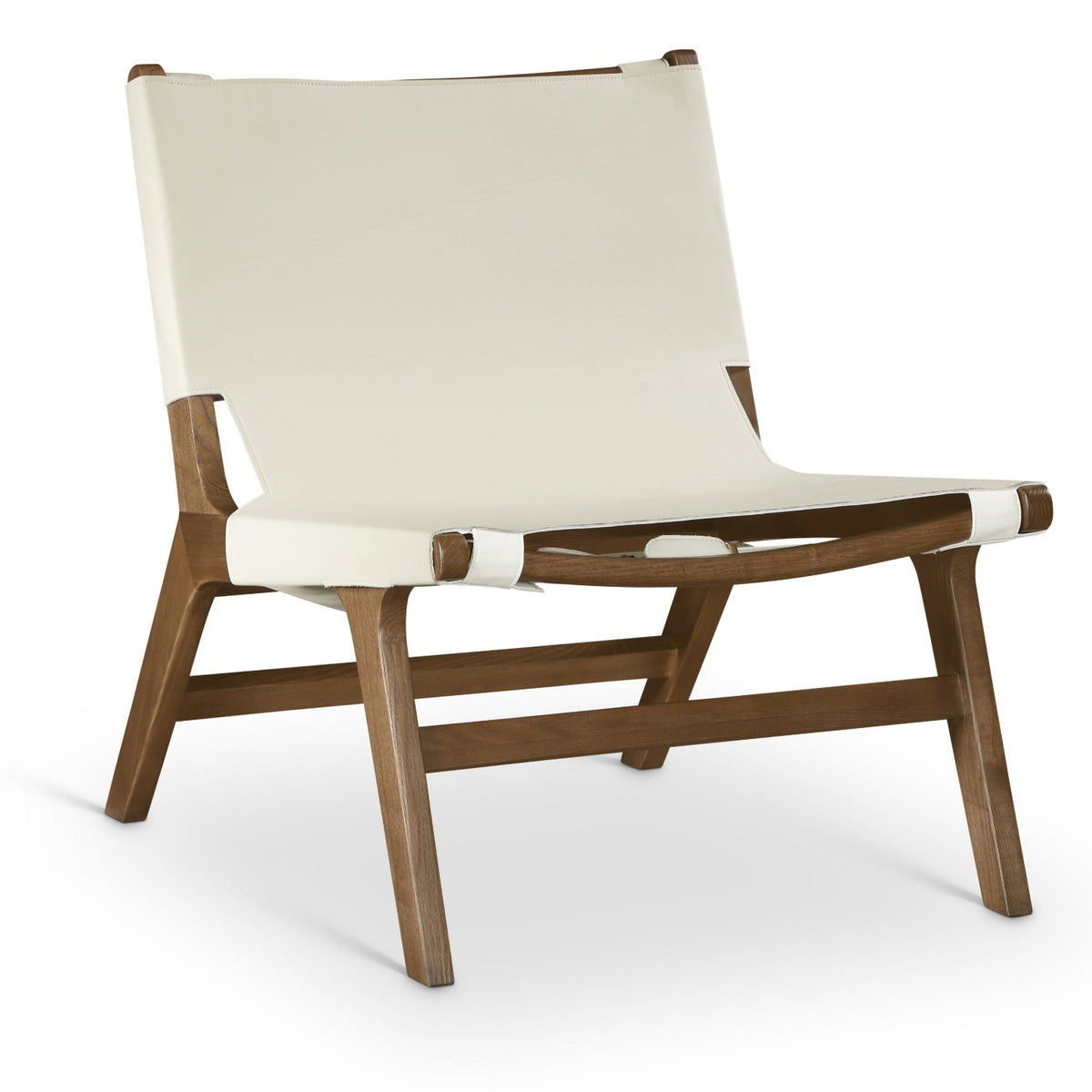 Rawlins Cream Vegan Leather Upholstered Accent Chair in cream vegan leather, brown walnut finish, primary product view
