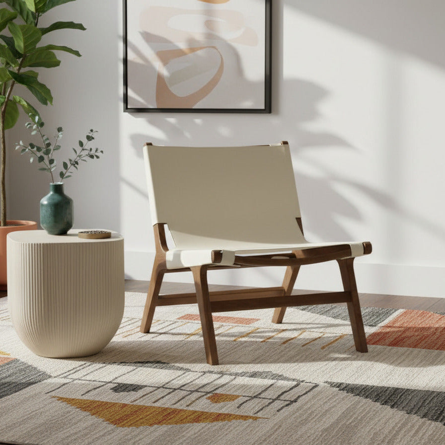 Rawlins Cream Vegan Leather Upholstered Accent Chair