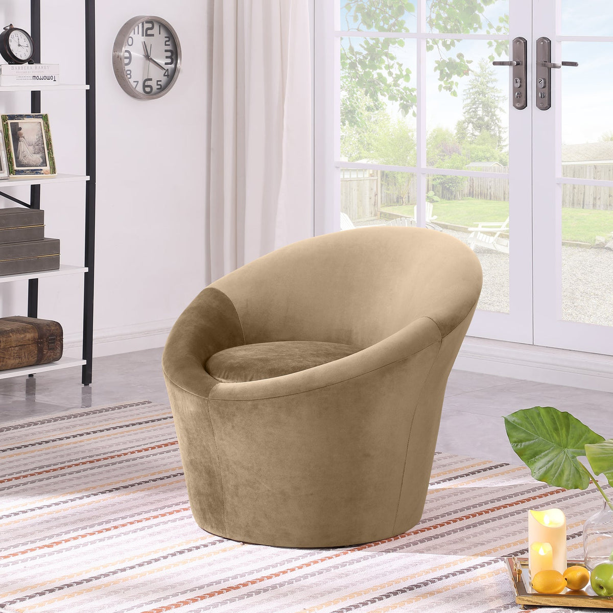 Tristan Beige Velvet Upholstered Accent Chair