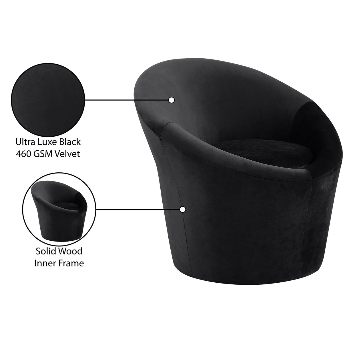 Tristan Black Velvet Upholstered Accent Chair