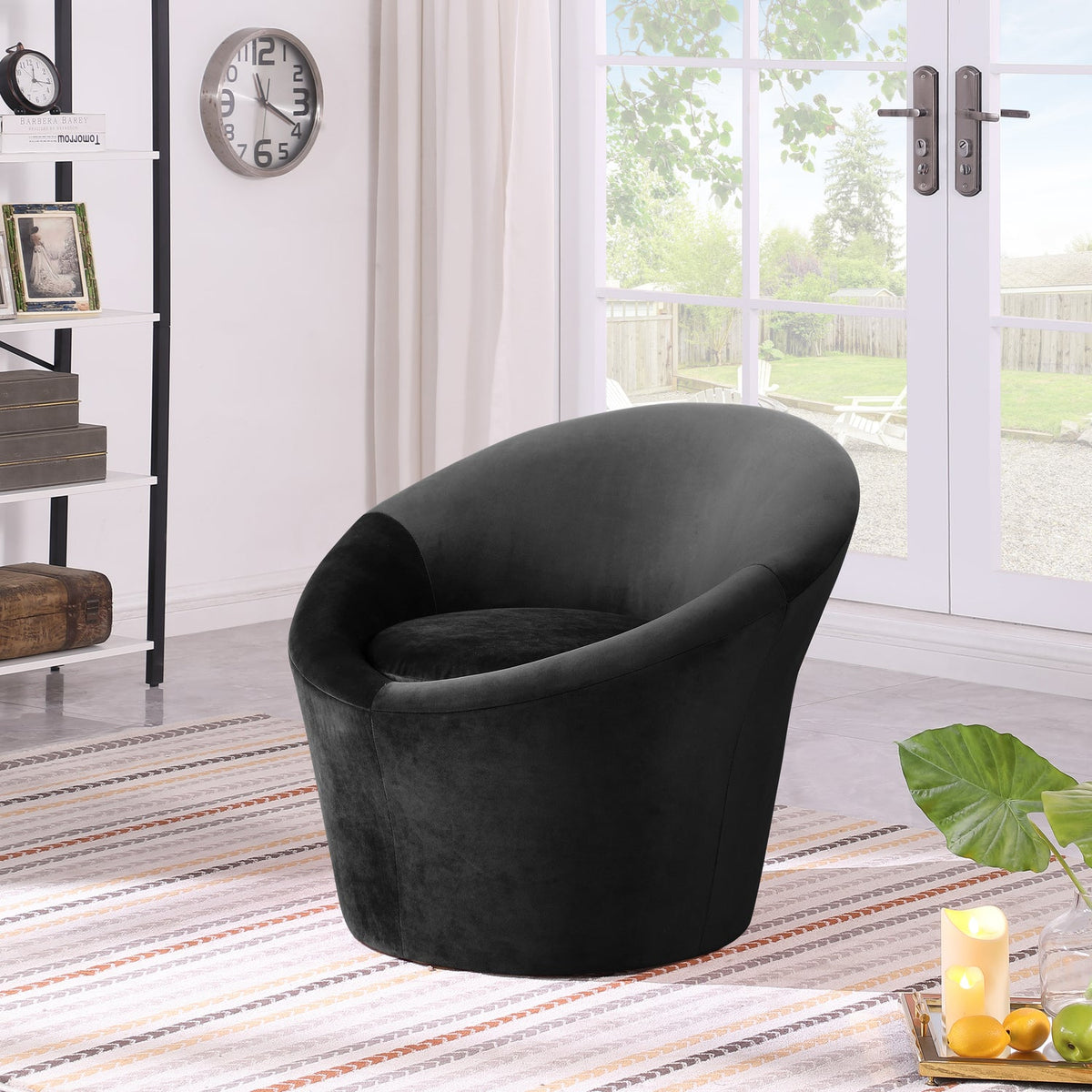 Tristan Black Velvet Upholstered Accent Chair