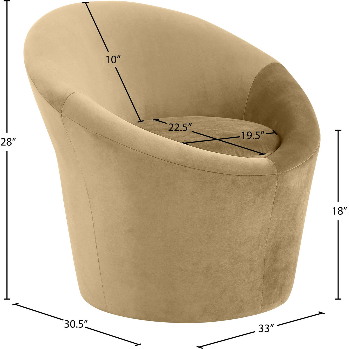Tristan Camel Velvet Upholstered Accent Chair