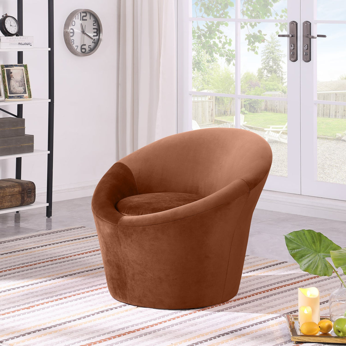Tristan Cognac Velvet Upholstered Accent Chair