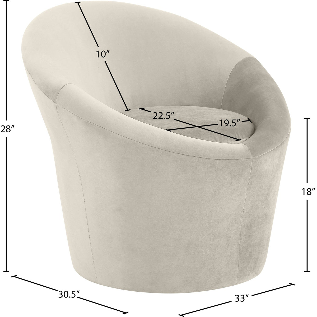 Tristan Cream Velvet Upholstered Accent Chair